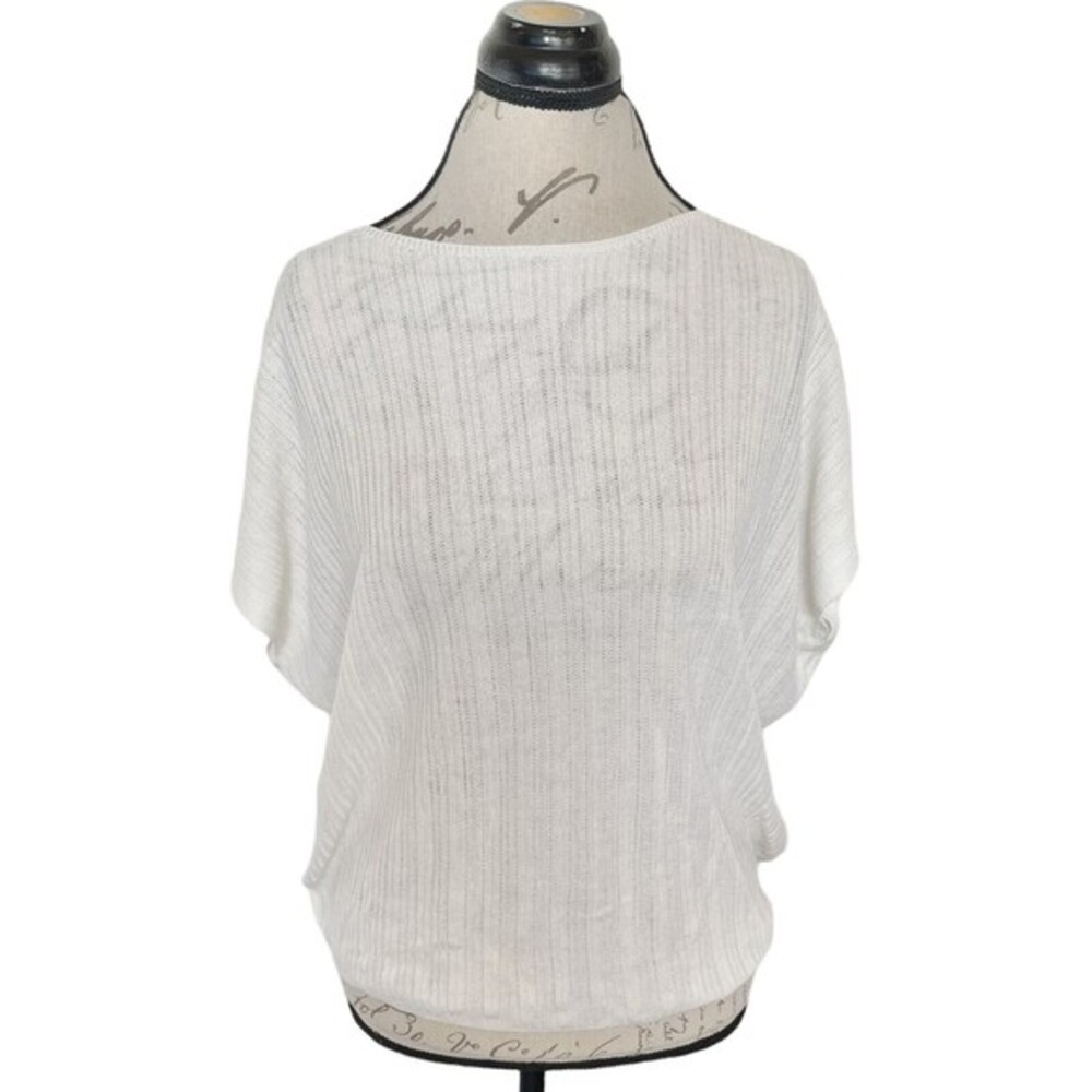 Uniqlo Womens Sweater Knit Top Light Ivory Short Sleeve Size Small Minimalist